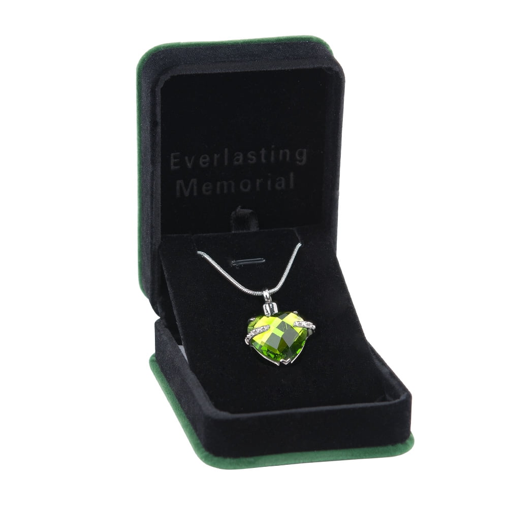 Cremation Urn Necklace For Human Ashes August Birthstone Crystal Heart Keepsake Ashes Memorial Jewelry With Velvet Jewelry Box