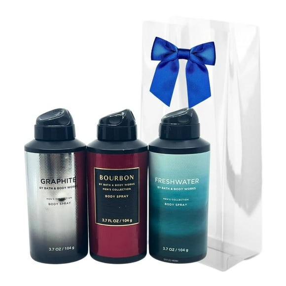 Bath and Body Works Coffret Cadeau pour les Fêtes Vaporisateur Corporel Désodorisant - Graphite, Bourbon et Eau Douce 3.7oz Chacun