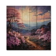 thumbnail image 3 of Designart "Rhododendron landscape Pointillism Dot III" Floral Print on Natural Pine Wood, 3 of 5