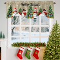 thumbnail image 3 of Merry Christmas Tie Up Valances Curtain, Cute Snowman Trees Gifts Snowflake Linen Adjustable Rod Pocket Short Window Treatment Tie Up Curtains Valances for Kitchen Living Room Bathroom 42x18 Inches, 3 of 9