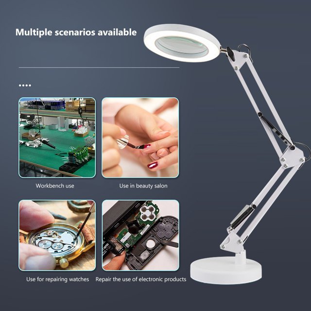 Lámpara De Escritorio De Tatuaje Lámpara de escritorio USB Lupa Luces de tatuaje de belleza de atenuación de 3 colores y 10 velocidades (D)