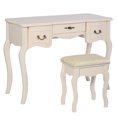 thumbnail image 4 of Costway Tri Folding Vintage White Vanity Makeup Dressing Table Set bathroom 5 Drawers &stool, 4 of 8