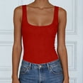 thumbnail image 2 of enyan Women's Basic Double Lined Scoop Neck Tank Tops Adjustable Tank Summer Sleeveless Tops Womens Tops Casual,Red,XXXXL, 2 of 7