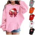 thumbnail image 4 of Mercatoo Girls' Fall And Winter Christmas Bow Christmas Hat Printed Sweatshirt Kids Toddler Blouse Hoodies Sweatshirt, 4 of 4