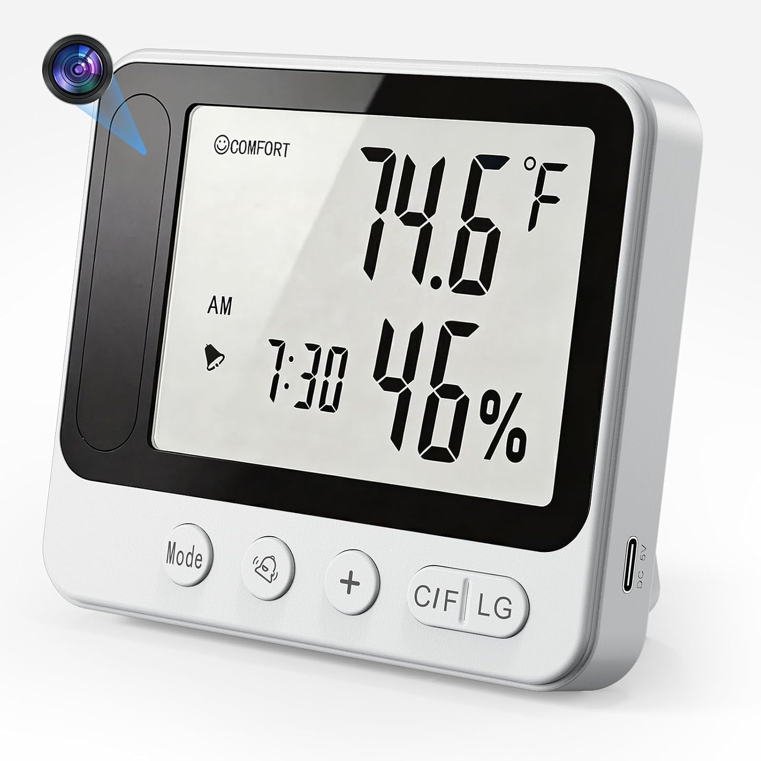Hygrometer with Camera 4K WiFi Nanny Cam with Humidity and Tempreture Monitor, Motion Detection, Night Vision