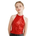 thumbnail image 2 of Zaldita Girl's Glitter Sequins Jazz Ballet Hip Hop Dance Tank Top Sleeveless Halter Neck Vest Dancewear Red 16, 2 of 7