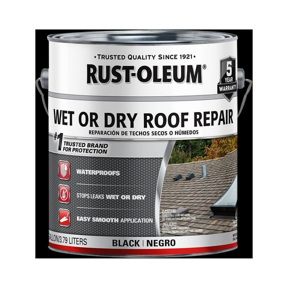 2 Pack, Black, Rust-Oleum Roofing Wet Or Dry Roof Repair - 301899, Gallon