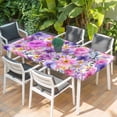 thumbnail image 2 of Farmhouse Flowers Table Cloths for 4 Foot Rectangle Tables, Spring Watercolor Purple Pink Floral Patio Waterproof Elastic Fitted Tablecloths, Washable Rectangular Table Cover for Camping, 2 of 8