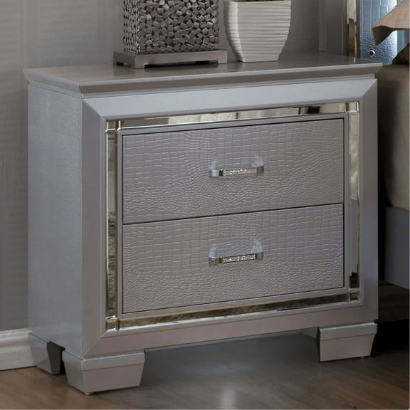 Contemporary Silver Bedside Table With Storage And Mirror Modern Cabinet English Drawer