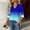Blue, variant on Women's 3/4 Sleeve V-Neck Tops Summer Fall Business Casual Work Shirts 2025 Trendy Loose Fit Basic Tees