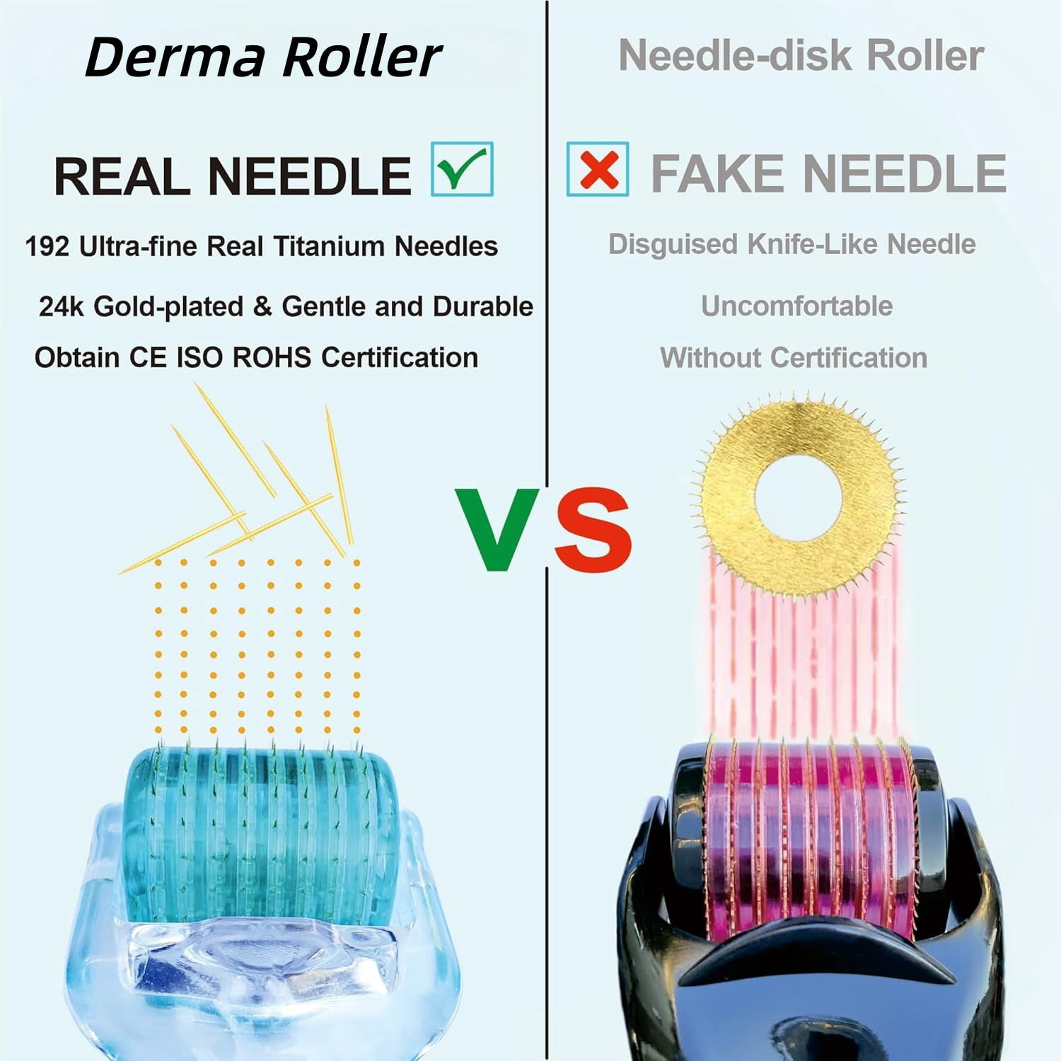 YJJSKEJI 192 Derma Roller REAL NEEDLES 0.25 mm Titanium Microneedling Roller for Face Body Beard for Women and Men, w/Storage Case