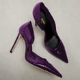 thumbnail image 4 of XYD Women Patent Leather Pointed Toe Pumps Slip-on Stiletto High Heels Side Cutout Sexy Evening Formal Shoes Size 14.5 Purple, 4 of 4