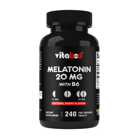 Melatonin 20 mg - 240 Fast Dissolve Tablets - Drug Free - Natural Berry Flavor - Vegetarian, Non-GMO, Gluten Free 240 Count
