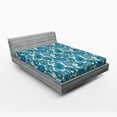 thumbnail image 1 of Ambesonne Paisley Fitted Sheet, Ocean Stripe and Flower, Queen Size, Blue and White, 1 of 2