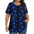 thumbnail image 1 of Pisexur Hauts de Printemps pour Femmes Blouses pour Femmes Décontractées Mode Féminine Imprimé Col Rond Manches Courtes Plissé Ample Multicolore,TG, 1 of 8