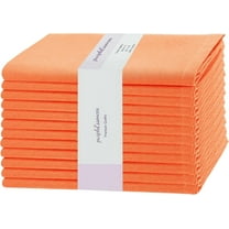 PurpleEssences Set of 12 Solid Cloth Napkins 100% Cotton, Washable, 18x18 in - Orange
