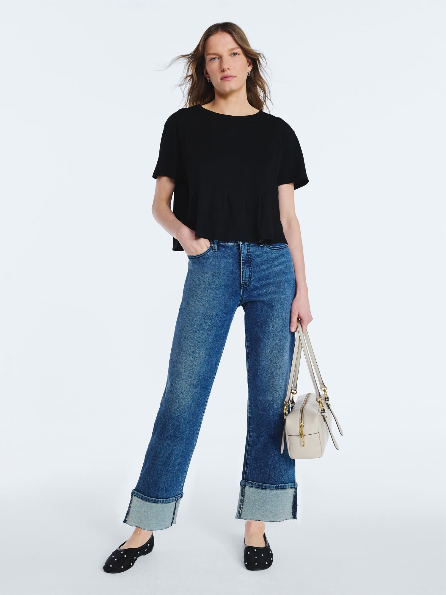 Scoop Women's and Women's Plus Benton Cuffed Ankle Jeans, 25", 27", and 29" Inseams, Sizes 0-26W