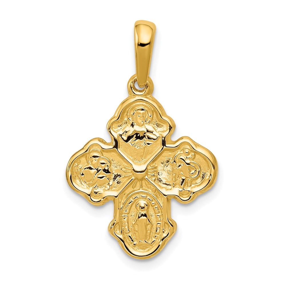 14k Yellow Gold Saint Michael Medal Pendant - Engravable Archangel "Pray For Us" Religious Jewelry