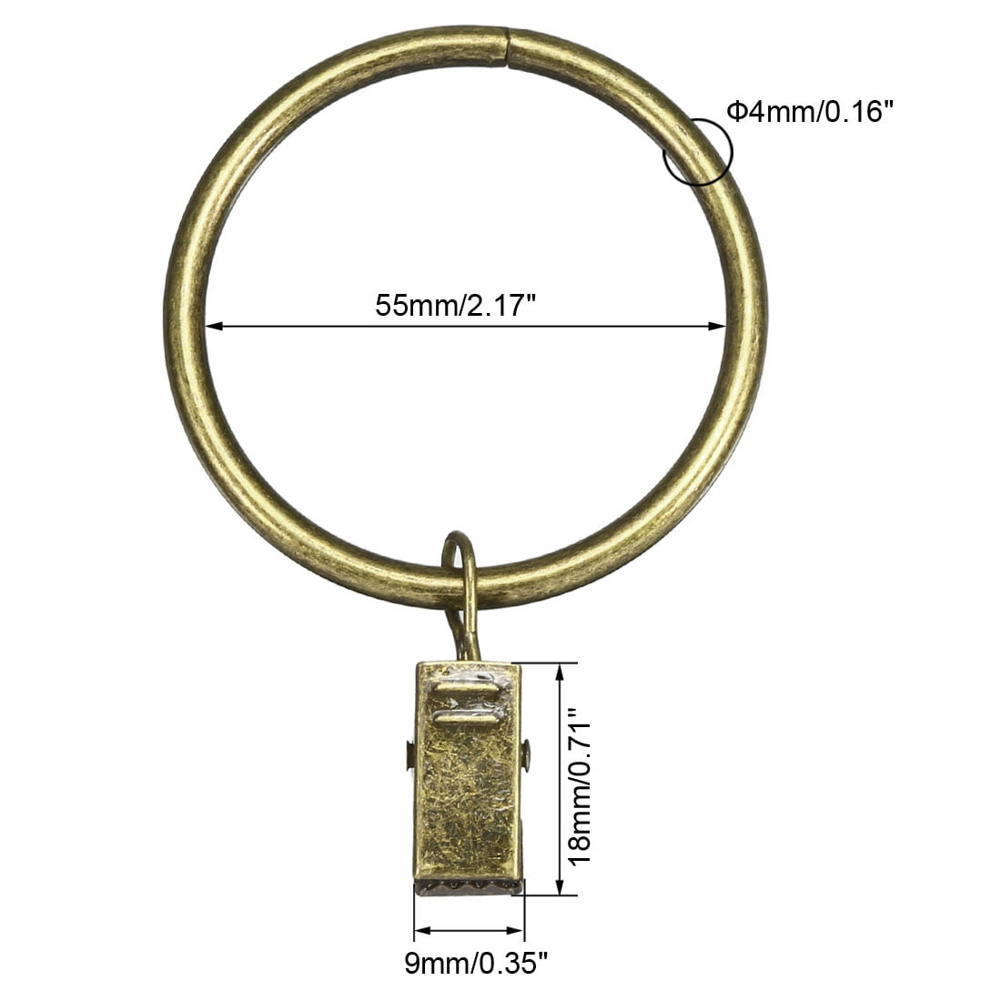 20Pcs Curtain Clips Drapery Shower Rings w Clips 2.17" Interior Dia