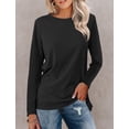 thumbnail image 7 of FUNING  Women's Color Block Tops Casual Long Sleeve Tunic Round Neck Pullover Shirts, 7 of 7