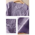 thumbnail image 3 of Women's Embroidered Blouse,V-Neck Floral Boho Tunic Tops Casual Cotton Linen Shirts Short Sleeve Hi-Low Hem Longshirt, 3 of 5