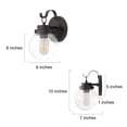 thumbnail image 2 of LNC 1-Light Farmhouse Matte Black And Globe Seeded Glass Shape LED Outdoor Wall Light, 2 of 12