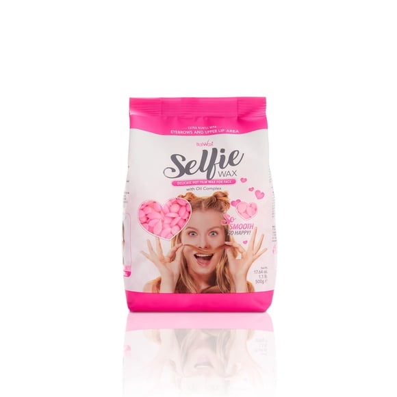Italwax Face Selfie 500g / 1.1lb - Cera dura delicada para el rostro con complejo de aceite - Perfecta para depilar cejas, labio superior y patillas
