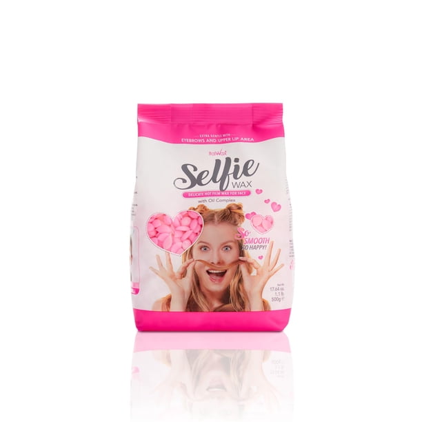 Italwax Face Selfie 500g / 1.1lb - Cera dura delicada para el rostro con complejo de aceite - Perfecta para depilar cejas, labio superior y patillas