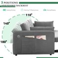 thumbnail image 2 of Dinosisco Convertible Sleeper Loveseat with USB, 55" Velvet Futon Sofa Bed, Gray, 2 of 7