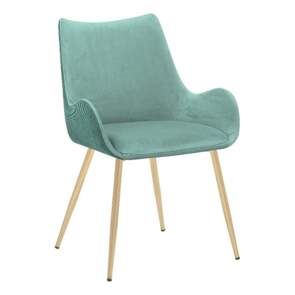 Armen Living Avery 18" Modern Fabric & Metal Dining Room Chair in Teal/Gold