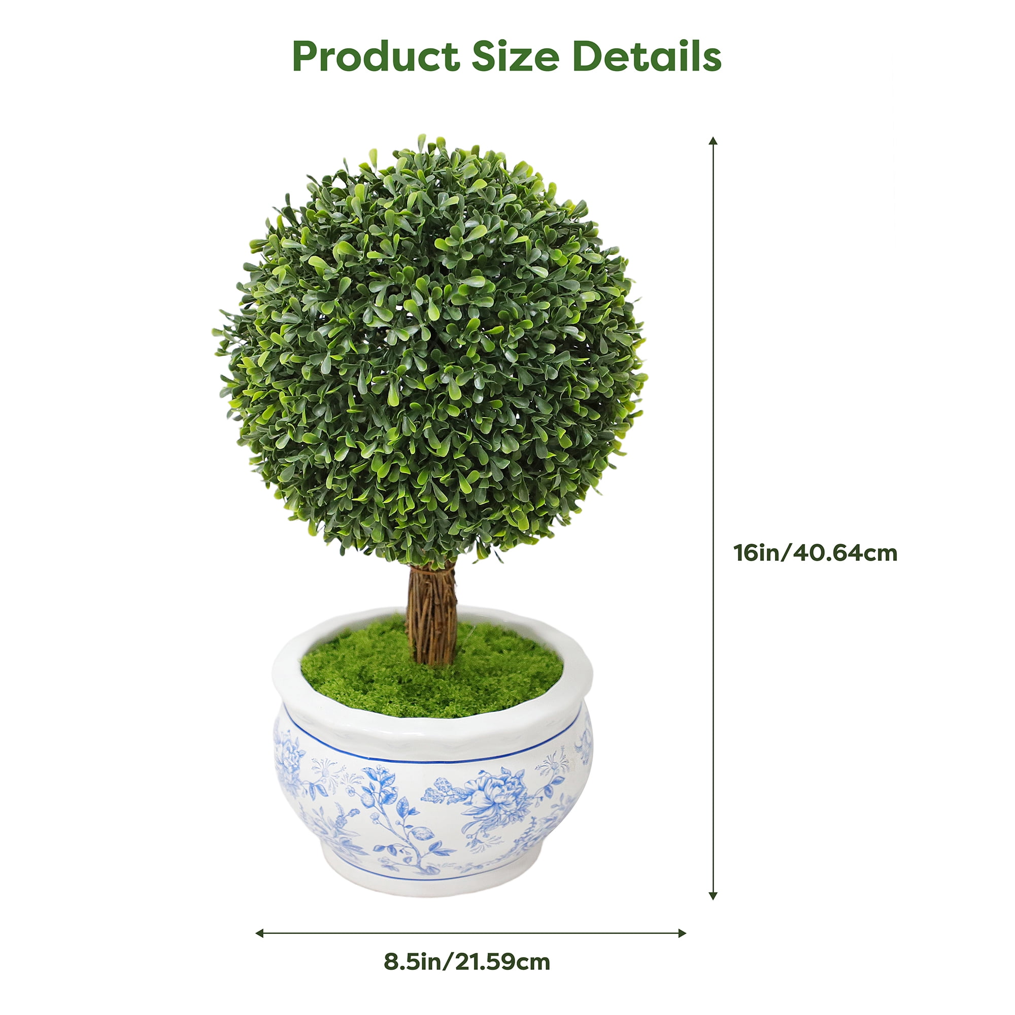 My Texas House Boxwood Artificial 16" Topiary in Floral Pot