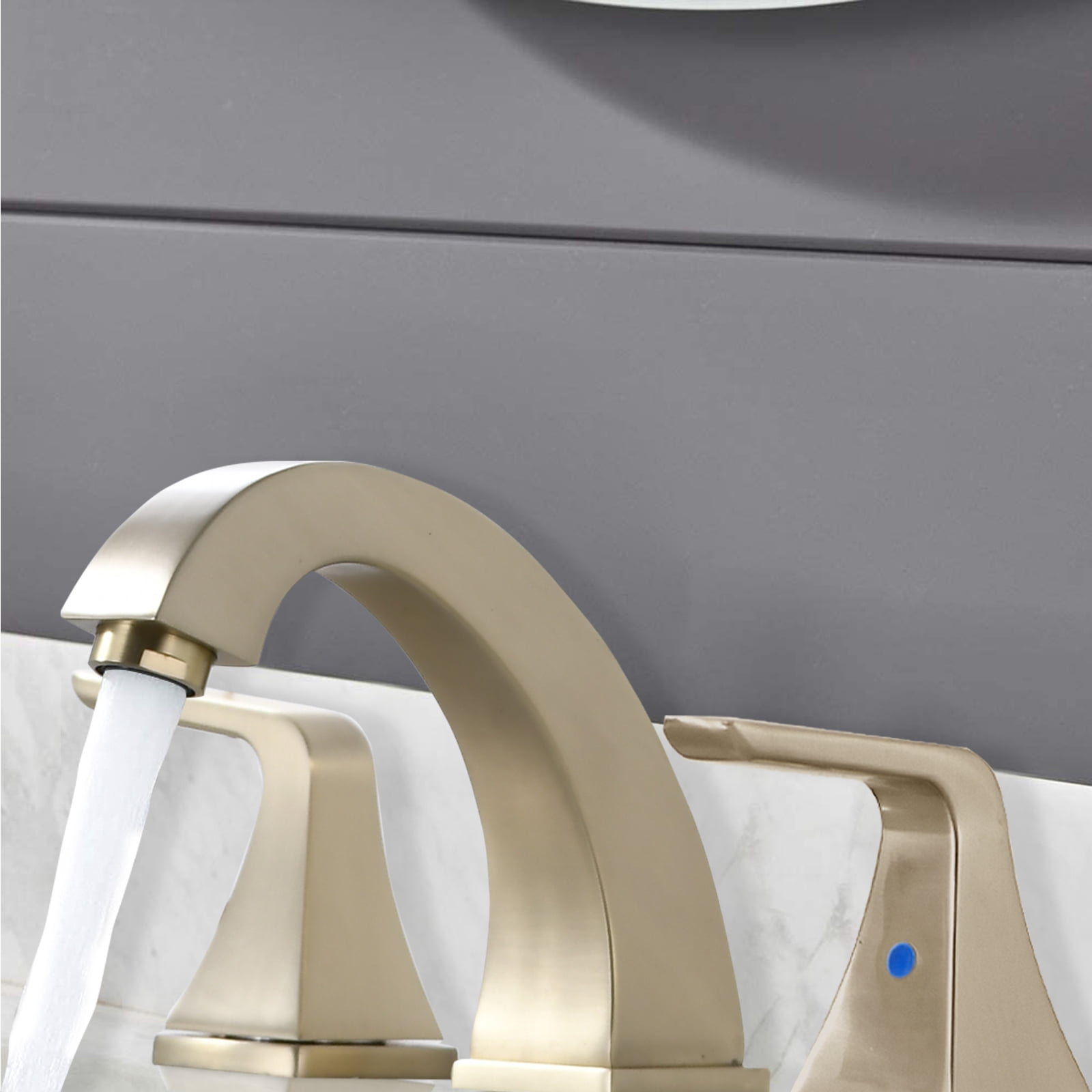 MAYEERTY 8" Widespread 2-Handle Bathroom Faucet with Pop Up Drain, Brushed Gold