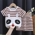 thumbnail image 2 of HCNTES Infant Baby Boy Summer Clothes Outfit Color Block T-shirt Shorts Set Toddler Checkerboard Clothes(12-18 Months,a137-Coffee), 2 of 8