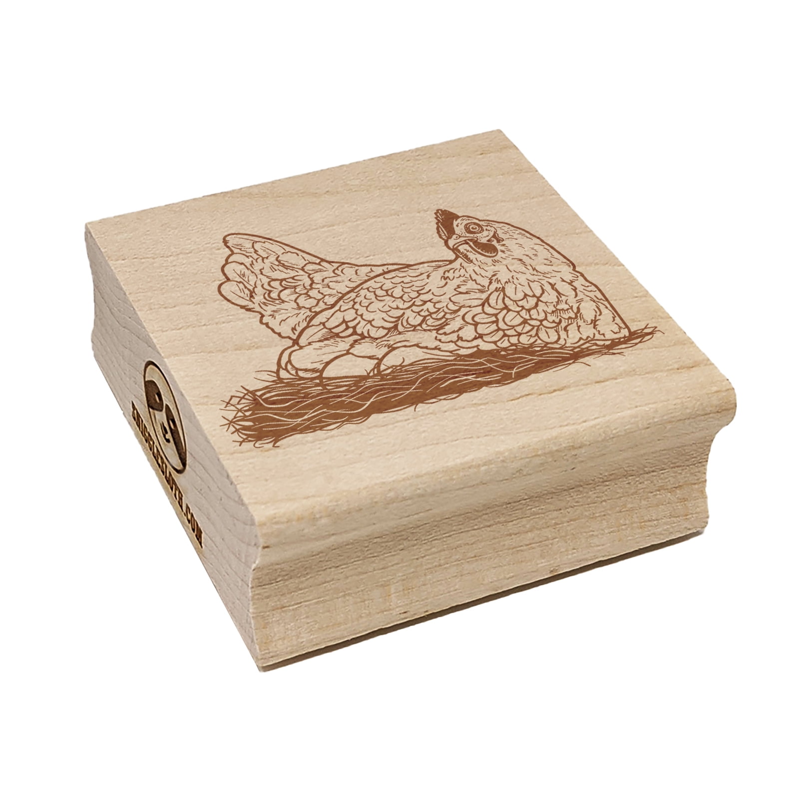 Hen Laying on Eggs in a Nest Chicken Square Rubber Stamp Stamping ...