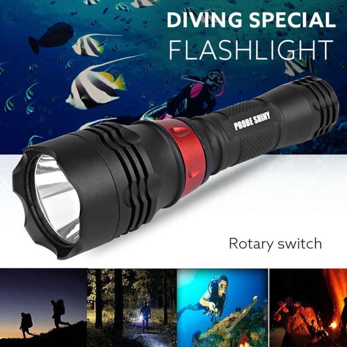 XML L2 LED Scuba Diving Underwater 500M UV Flashlight Torch Set 