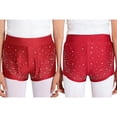 thumbnail image 5 of vastwit Girls Rhinestone Shorts Glitter Dance Ballet Tumbling Shorts Athletic Gymnastics Hot Pants Dancewear Burgundy 6, 5 of 6