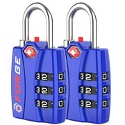 New Forge TSA Approved Luggage Locks - 2 Pack Blue - Lifetime Warranty, Open Alert Indicator, Easy Read Dials, Alloy Body