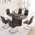 thumbnail image 5 of JERFIT 6-Piece Industrial Modern Dining Set with MDF Table and PU Leather Chairs, Black and Brown Kitchen Table Set for 6, 5 of 10