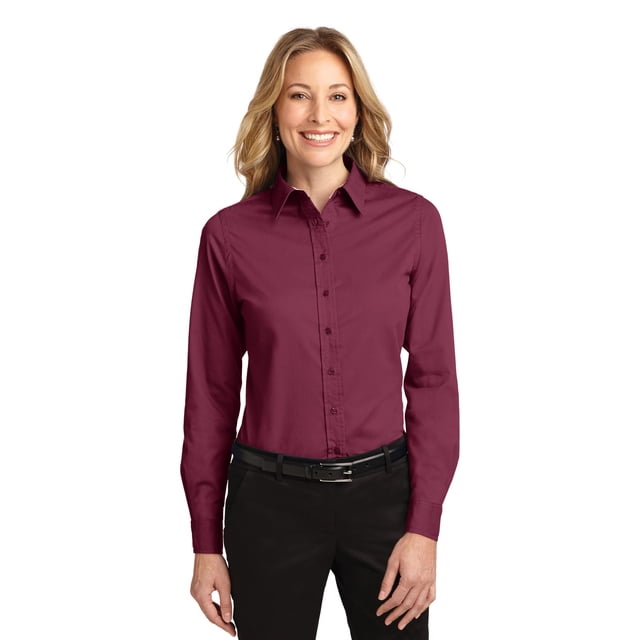 Camisa de fácil cuidado de manga larga para mujer Port Authority®. L608 Autoridad Portuaria L608