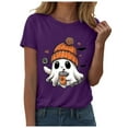 thumbnail image 6 of enyan Shirt Fall Tee Shirt Funny Tee Pumpkin Graphic Cute Ghost Clothes Halloween T-Shirts Ladies Halloween Tops Purple,M, 6 of 6