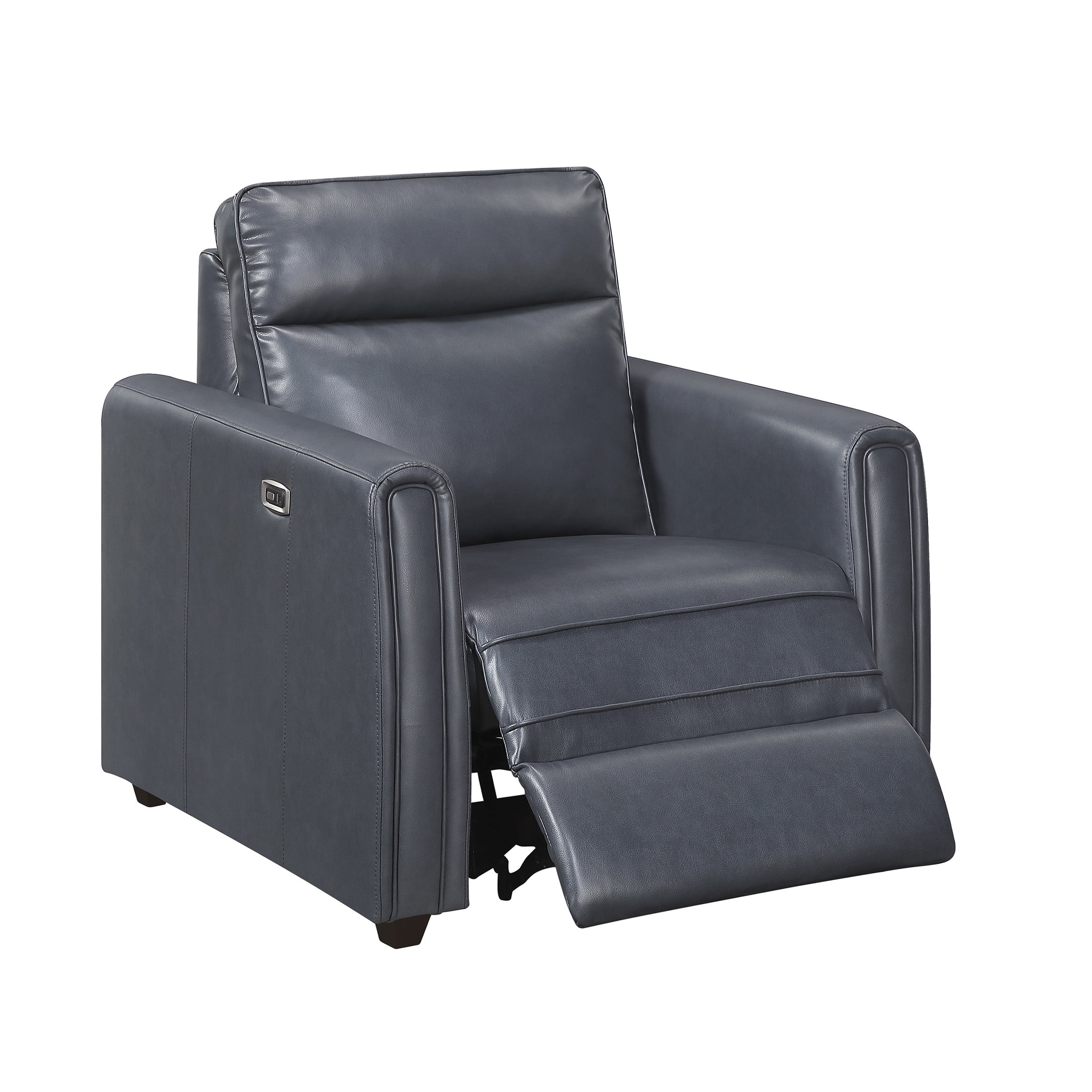 OakvillePark Ardena Faux Leather Power Reclining Chair with Rounded Track Arms, Zero Wall Recliner, Navy