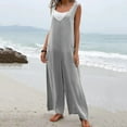 thumbnail image 4 of Aayomet Plus Size Jumpsuits For Women Women Summer Wide Leg Jumpsuit Sleeveless V Neck Casual Loose Jumpsuit Comfy Baggy Tank,Gray S, 4 of 5