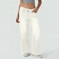 thumbnail image 3 of Women's Fashionable Versatile Asymmetric Low Rise Loose Fit Casual Jeans Comfort Stretch for Casual Outings and Holiday Season,White,2XL, 3 of 8
