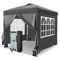 Ktaxon 10x10 Ez Pop Up Canopy Tent,Outdoor Sun Shade Shelter,Outdoor Gazebo,One Push Setup with Sidewalls,1 Roller Bag,4 Sandbags,UPF50  - Gray