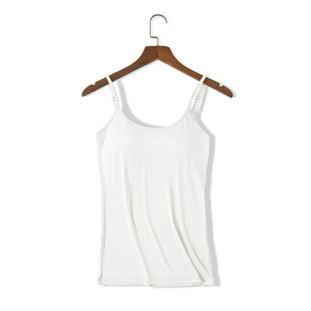 PRORMOOW Tank Top with Shelf Bra  Comfortable Bras for Women  Women s Sports Bras  Gym Bra  Women s Fashion Solid Color Camisole Sports Bra With Chest Pad Five Finger Bra Underwear  White  4XL