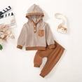 thumbnail image 2 of Zshosam Toddler Boy Outfits Fall Boys Sweat Suit Set - 2 Piece Soft Fleece Pullover Hoodies and Athletic Cargo Jogger Sweatpants for Boys Size 2T 3T,(Brown 2-3 Years), 2 of 6