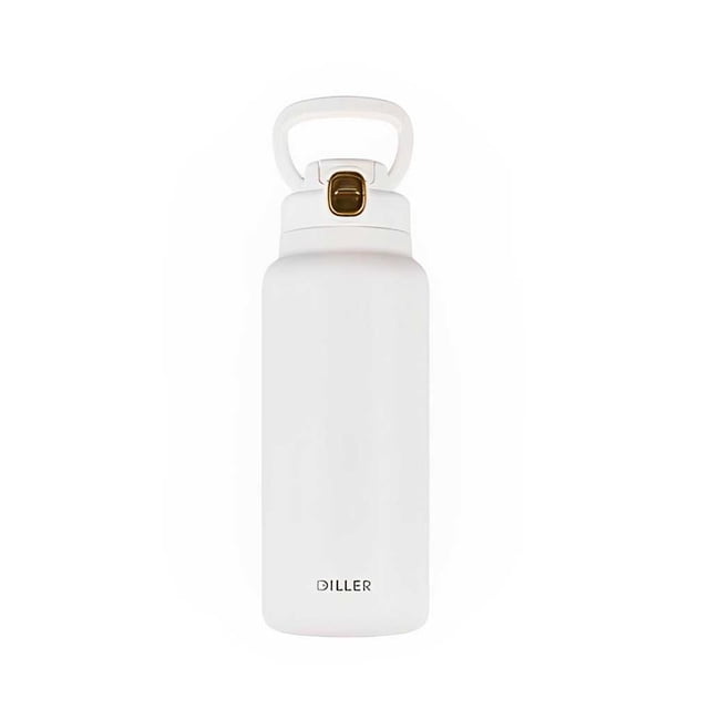 Inteprter Mango de elevación al vacío de acero inoxidable, bebida directa, 1500ml, reemplazo de gran volumen, aspiradoras a prueba de fugas y Teteras Blanco