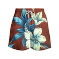 thumbnail image 4 of hlysgo Beach Shorts for Men Drawstring Flower Graphic Hawaiian Swim Shorts with Pockets Quick Dry Bathing Suits Summer Travel Swim Trunks no Liner Brown XXXXXL, 4 of 5