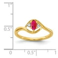 thumbnail image 3 of 14K Yellow Gold Ring Band Gemstone Ruby Marquise Red Diamond Round, Size 5, 3 of 3