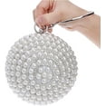 thumbnail image 5 of Womans Round Clutch Ball Crossbody Shoulder Bag Artificial Pearl Purse Ladies Rhinestone Handle Handbag, 5 of 7